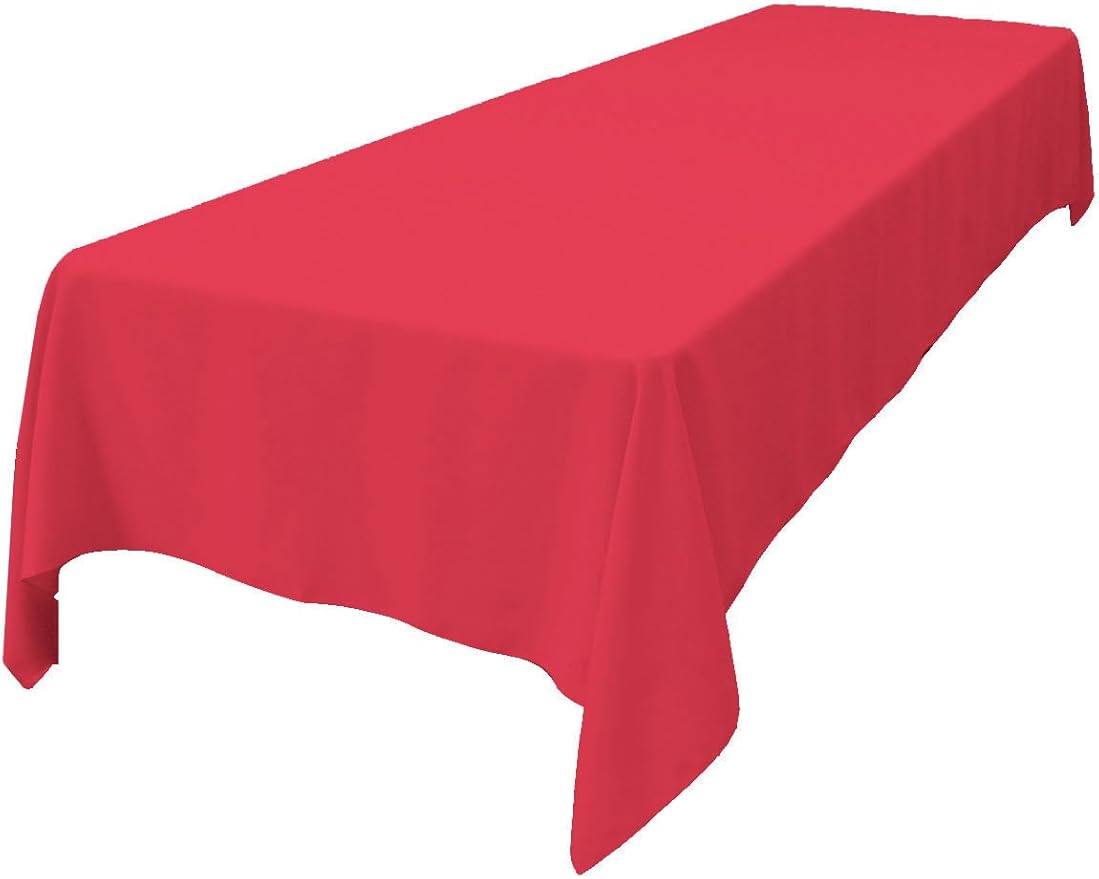 LA Linen Polyester Poplin Washable Rectangular Tablecloth, Stain and Wrinkle Resistant Table Cover 60x144, Fabric Table Cloth For Dinning, Kitchen, Party, Holiday 60 by 144-Inch, Fuchsia