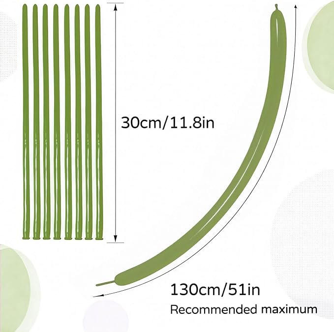 KAWKALSH 260 Avocado Green Long Balloons for Balloon Garland Thickening Skinny Latex Twisting Animals Modeling Christmas Birthday Wedding Party Festival Decorations 100pcs