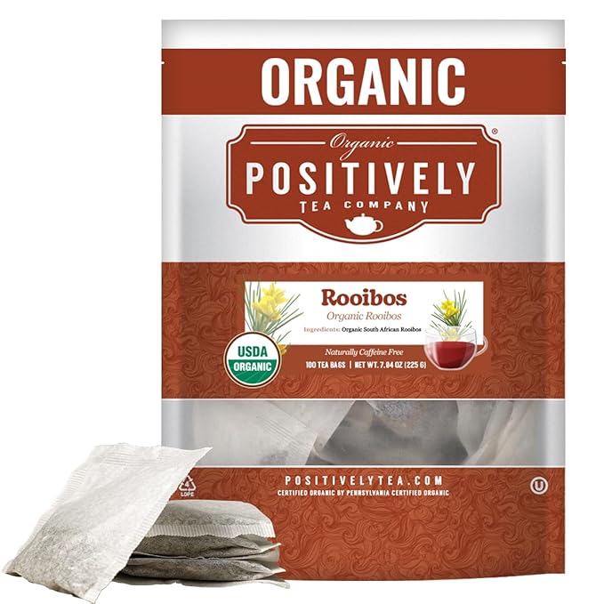 Organic Positively Tea Company, South African Red Rooibos Tea Bags, 100 Count, Eco-Friendly Tea Bags, Non-GMO