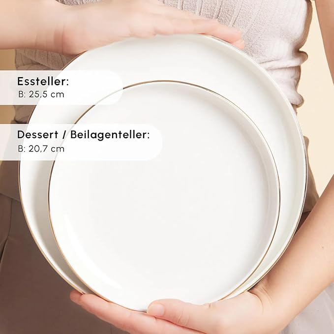 Karaca Streamline New Saturn 59-Piece Dinnerware Set for 12 People,New Generation Bone, Dinner Plates, Pasta Bowls,Salad/Cereal Bowls,Side Plates, Serving Platters,Porcelain Crockery Set, White Gold