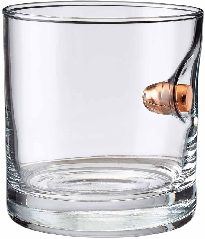 BenShot Rocks Glass with Real 0.45ACP Bullet - 11oz | Made in the USA