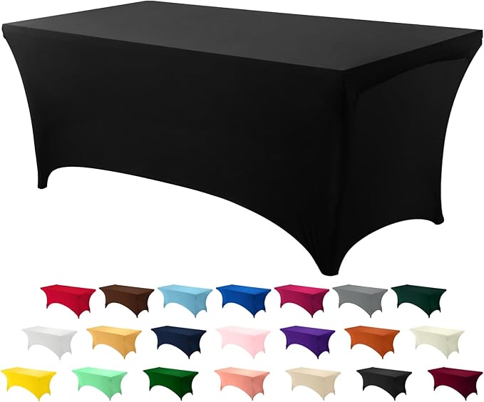 Utopia Kitchen Spandex Tablecloth 1 Pack [4FT, Black] Tight, Fitted, Washable and Wrinkle Resistant Stretch Rectangular Patio Table Cover for Event, Wedding, Banquet & Parties [72Lx30Wx30H Inch]