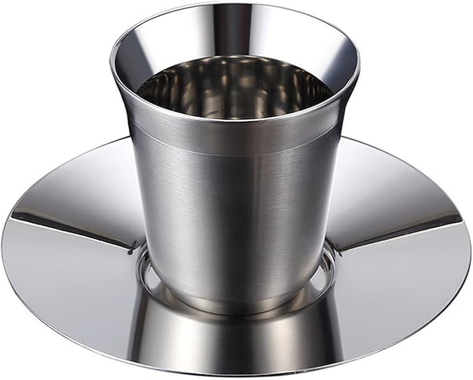 80ml 160ml Set of 2, Espresso Mugs Double Wall Stainless Steel Espresso Cups Set,Insulated Coffee Mugs Last for Years Easy Clean(80ml 2Sets Silver)