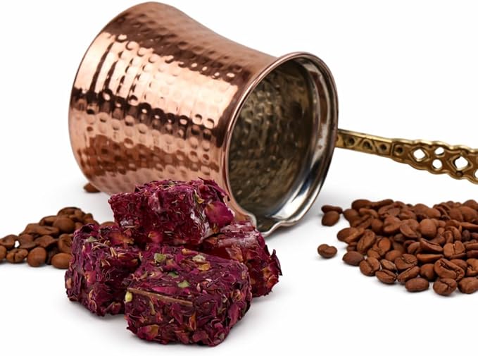 MEYA Handcrafted Copper Turkish Coffee Pot 350 ml | Stove Top Cezve for Coffee, Milk, Butter & Chocolate | Fast Even Heating | Wooden Measuring & Stirring Spoons Included (Large)