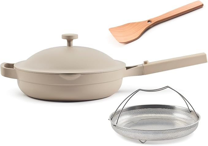 Our Place Always Pan 2.0 | 10.5" Ceramic Pan with Modular Lid, Steamer Basket & Spatula | Patented 10-in-1 Nonstick, Non-Toxic Cookware Made Without PFAS | Induction & Oven-Safe up to 450°F | Steam