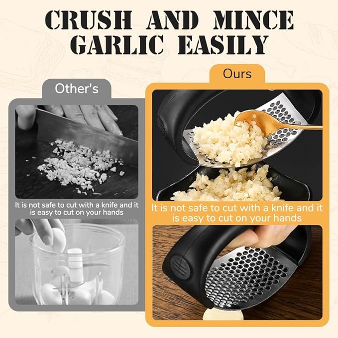 2024 Upgraded Stainless Steel Garlic Crusher - Garlic Crusher, Home Kitchen Utensils Portable Manual Garlic Crusher, Home & Kitchen Garlic Press (1pc)