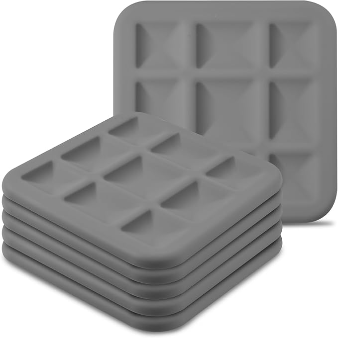 Silicone Trivets for Hot Pots and Pans, Pot Holders Hot Pads 6 Pack Silicone Mats for Kitchen Counter, Soft Durable Drying Mat, Jar Opener and Coasters (Gray)