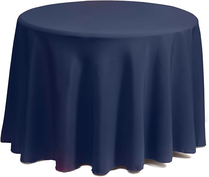 Gee Di Moda Round Tablecloth - 70 Inch Navy Blue Round Table Cloth for 24 to 48 Inch Round Tables - Heavy Duty Washable Fabric - for Buffet Table, Holiday Party, Dinner, Wedding & Baby Shower