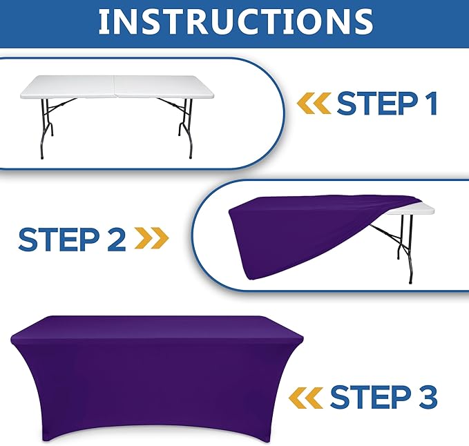 Fitted Stretch Table Cover for 6 ft Rectangle Tables-8 Pack Dark Purple Spandex Tablecloth-Elastic Folding Tablecloths for Party, Vendor Booth Display, Banquet Buffet Event, Craft Trade Show