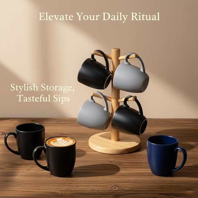 GBhome 12oz Coffee Mugs Set of 6,Ceramic Coffee Mugs for Man, Woman, Dad, Mom, Modern Coffee Mugs Set with handle for Tea/Latte/Cappuccino/Milk/Cocoa. Dishwasher&Microwave Safe,Multi-Color