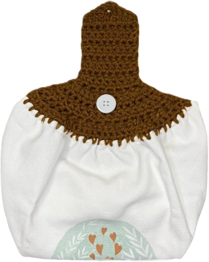 Handmade Crochet Top Kitchen Towel, Made from 100% Cotton with a Soft Terry Cloth Backing, Perfect for use in The Kitchen, Bathroom, or Laundry Room. (Good Morning)