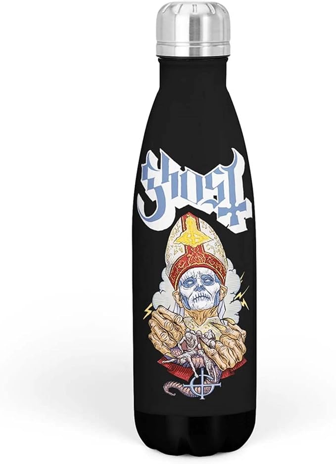Rocksax Ghost Band Papa Nihil Vacuum Insulated Stainless Steel Water Bottle – 16.9 fl oz Hot and Cold Rock Band Collectible Drink Bottle – 500 mL Capacity