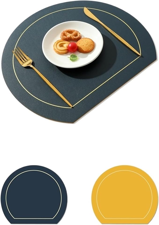 Nordic Style Leather Western Table Mat PVC Oil-Proof Table Mat Hotel Home Dining Plate Mat Non-Slip Heat Insulation Pad(Blue B)