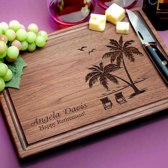 Straga Personalized Retirement Cutting Board - Custom Engraved Hardwood Charcuterie - Employee Farewell, Office Goodbye, Corporate Appreciation, Boss & Coworker Gift - USA Made