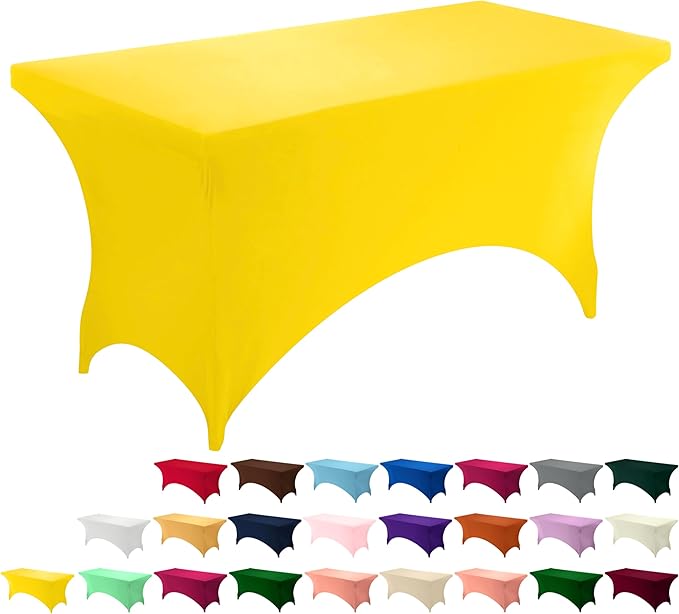 Utopia Kitchen Spandex Tablecloth 1 Pack [6FT, Yellow] Tight, Fitted, Washable and Wrinkle Resistant Stretch Rectangular Patio Table Cover for Event, Wedding, Banquet & Parties [72Lx30Wx30H Inch]