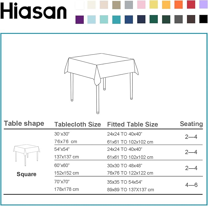 Hiasan Checkered Square Tablecloth - Stain Resistant, Waterproof and Wrinkle Resistant Washable Table Cloth for Dining Room, 60 x 60 Inch, Sage Green and White Gingham Pattern