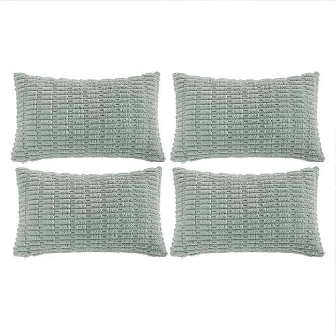 Fancy Homi 4 Packs Decorative Throw Pillow Covers for Living Room Couch Bed, Modern Farmhouse Boho Home Decor, Accent Cushion Case (12 x 20-Inch, Grey Blue)