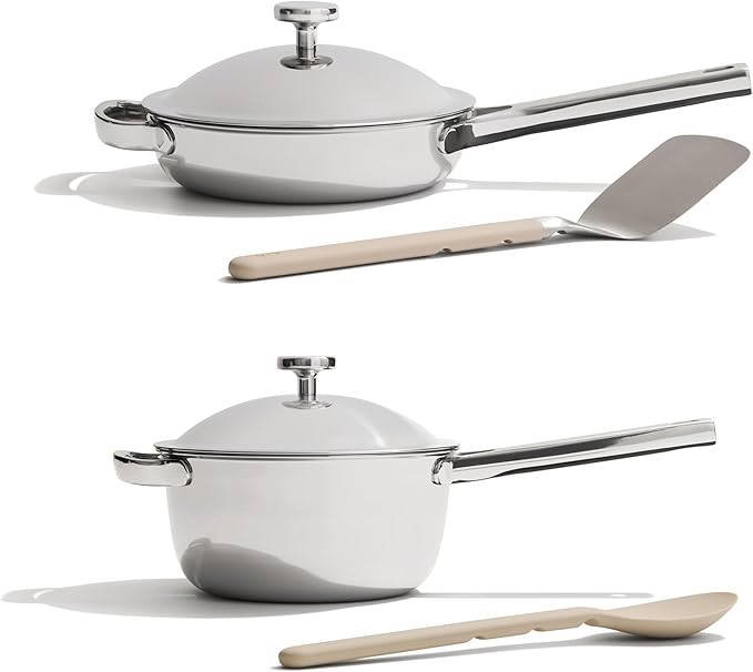 Our Place Mini Titanium Pro Cookware Duo | 6-Piece Tri-Ply Titanium Cookware Set with Always Pan Pro & Perfect Pot Pro | Non-Toxic No-Coating Nonstick | Induction & Oven-Safe up to 1000°F | Chrome