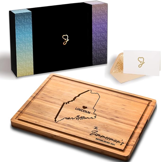Maine Cutting Board Personalized - Bamboo State Destination Kitchen Gifts, Custom Maine Themed Gifts, Best Housewarming Gifts, Unique Wooden Decor