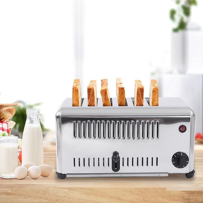 Toaster, 1680w 110v Countertop Electric Baking Machine Stainless Steel Commercial Toaster 2 Modes Toasters 6 Slice Bread Toasters with Anti-Slip Feet for Baking Various Toast Types