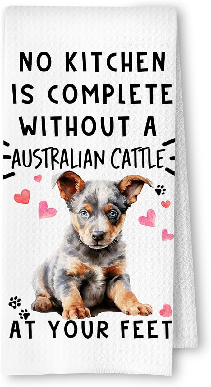Australian Funny Dog Kitchen Towels - Australian Cattle Waffle Weave Dish Towels,A Kitchen Is Not Complete Without A Australian CattleHand Towel For Home Bathroom,Dog Lovers Gift,16×24 Inch