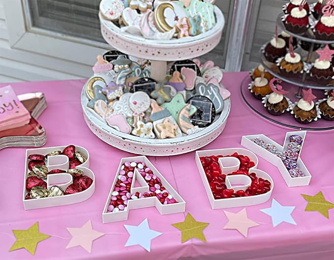 10" Reusable Plastic Box Form Tray Display for Treats, Charcuterie, Cake Pop, Candy, Charcuterie Box, Custom Charcuterie Letters Fillable - Reusable Letter Box - (White Plastic, 0)