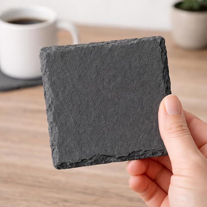 Japanese Warrior Slate Coaster Set – Engraved Feudal Japan Art (4 Pack)