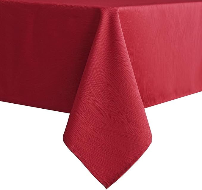 maxmill Jacquard Table Cloth Swirl Design Waterproof Antiwrinkle Heavy Weight Soft Tablecloths for Circular Table Cover and Kitchen Dinning Tabletop Square 60 x 60 Inch Red