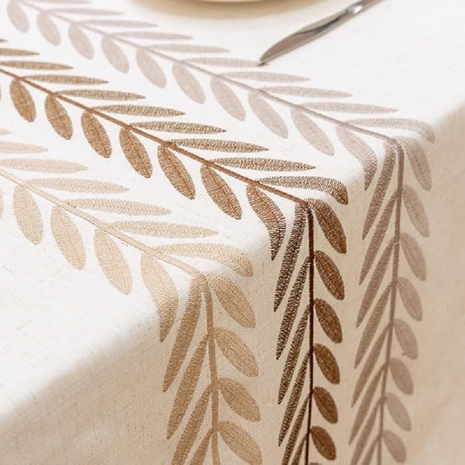 Pahajim Linen Tablecloth Rustic Rectangle Table Cloth Cotton Striped Tassels Tablecloths for Kitchen Dining Table Cover Rectangle/Oblong,55''x87'', 6-8 Seats