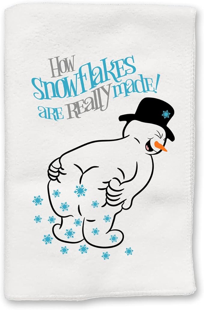 Christmas Decor | Decorative Kitchen and Bath Hand Towels | How Snowflakes Are Made Snowman | XMAS Winter Novelty | White Towel Home Holiday Decorations | Gift Present