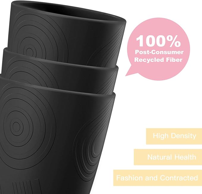 Homienly Wheat Straw Drinkware 12oz Unbreakable Drinking Glasses 6-Piece Stackable Kithen Cups Dishwasher and Microwave Safe Cups for Everyday Family Meals, Entertaining-Black