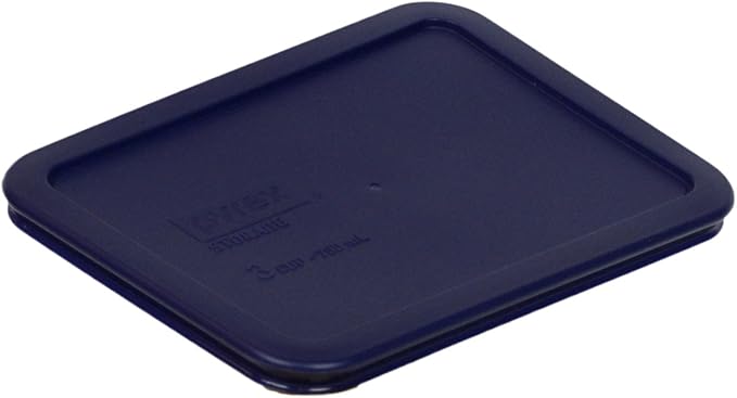 Pyrex 7210-PC 3 Cup Blue Rectangle Plastic Storage Lid, Made in USA - 6 Pack