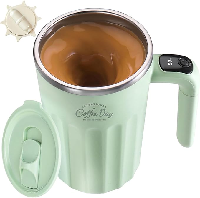 Drink Stirrer,Self Stirring Mug,Self Stirring Coffee Mug,Suitable for Coffee, Milk, Cocoa and Other Beverages (Light Creen)