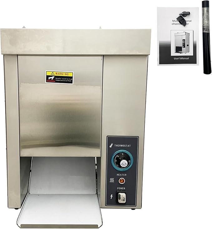 110V Vertical Hamburger Toaster Machine, Adjustable Temperature and Thickness Burger Bun Toaster for Burger Joints Cafes 2000W