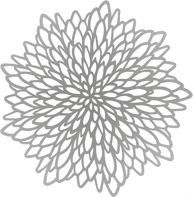 4/8PCS PVC Dandelion Hollow Nordic Style Non-Slip Kitchen Placemat Coaster Insulation Pad Dish Coffee Table Mat Home Hotel Decor(Flower Placemat-01,4 PCS)