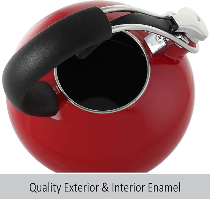 Chantal Classic Loop Enamel on Steel Whistling Tea Kettle, 1.8 quart (Red)