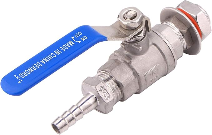 DERNORD 1/2 Inch Weldless Ball Valve Stainless Steel 304 Bulkhead For Home Brew Kettle (1/2 NPT to 3/8 Barb Hose)