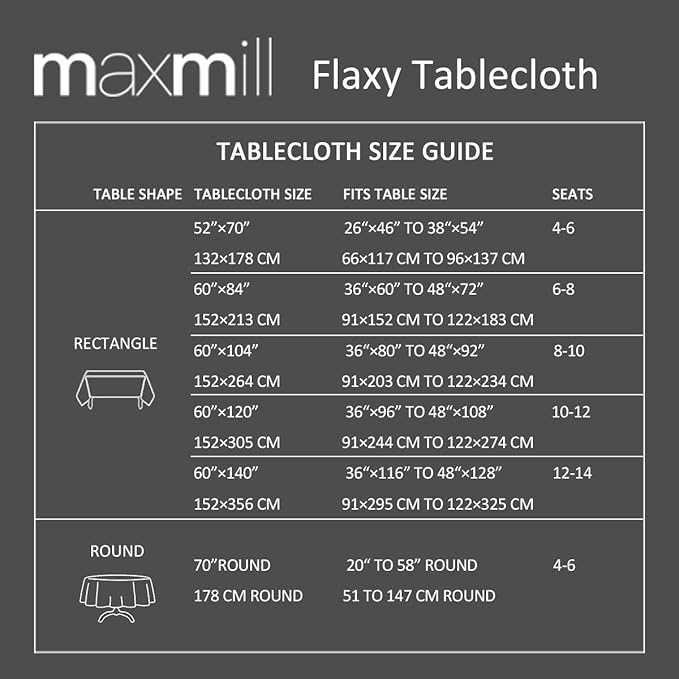 maxmill Flaxy Faux Linen Table Cloth with 2-Tone Slubby Texture Wrinkle Resistant Anti-Shrink Soft Tablecloth for Kitchen Dining Tabletop for Banquet Parties Rectangle 60 x 140 Inch Charcoal