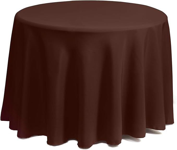 Gee Di Moda Round Tablecloth - 70 Inch Chocolate Round Table Cloth for 24 to 48 Inch Round Tables - Heavy Duty Washable Fabric - for Buffet Table, Holiday Party, Dinner, Wedding & Baby Shower