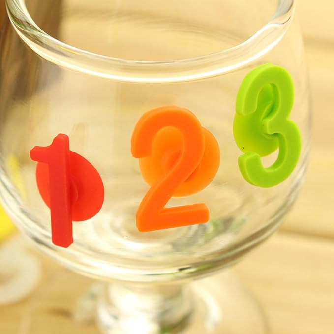 28pcs Themed Wine Glass Charms Number Fun Drink Identifiers for Champagne Flutes & Cocktail Glasses Wine Charms for Stem Glasses Summer Party Magnetic Design(Green)
