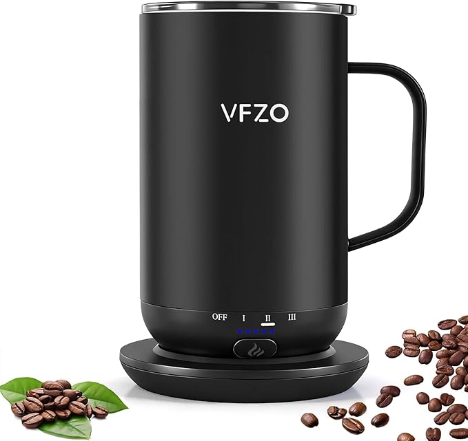 Self Heating Coffee Mug,High-Capacity- 18 oz, 180 Min Battery Life, Smart Heated Coffee Mug，Smart Mug, Simple Temperature Control Operation, Gifts for Family Members (Black)