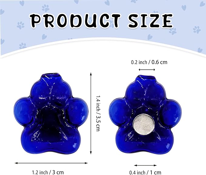 Nuvretk 2PCS Cat Whisker Holder – Mini Fridge Magnet Vases with Glass Paw Design for Keepsake, Pet Hair, or Flower Display (Blue & Gray)