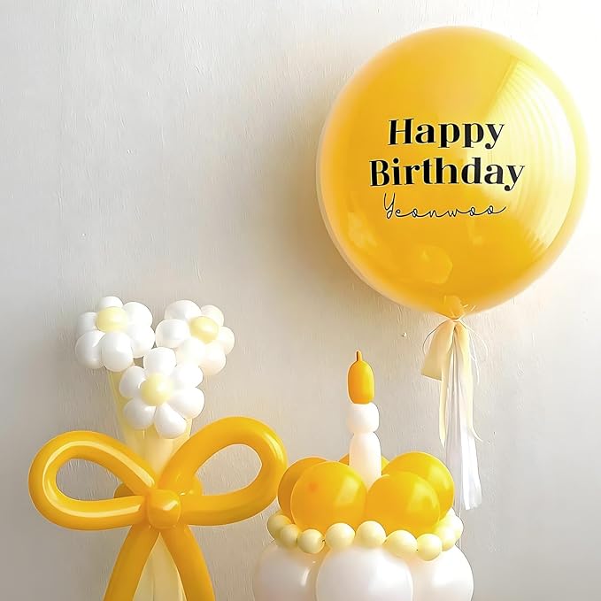 KAWKALSH 260 Lemon Yellow Long Balloons for Balloon Garland Thickening Skinny Latex Twisting Animals Modeling Christmas Birthday Wedding Party Festival Decorations 100pcs