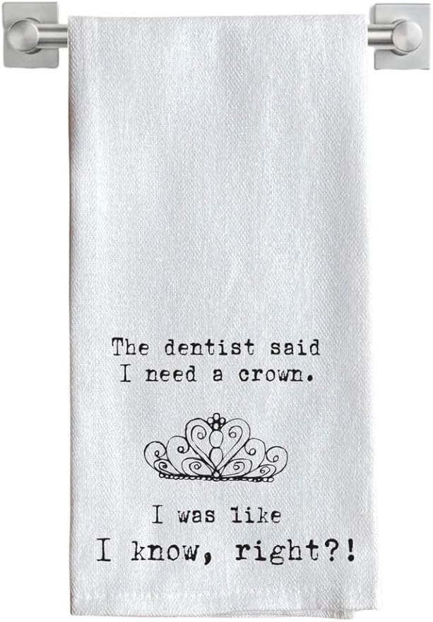 Funny Kitchen Towel for Drying Dishes and Hands - 20"x25" Soft Tea Towel (I Need A Crown)