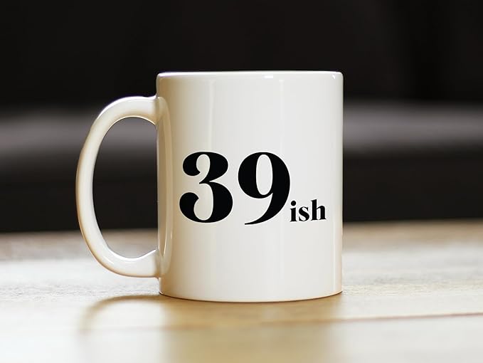 Bevvee 39ish - Funny 40th Birthday Coffee Mug for Women Turning 40 - Bday Party Decorations - 11oz White Ceramic Mug
