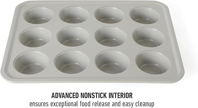 Calphalon Legacy 12 Cup Nonstick PFA Free Cupcake Muffin Pan - Taupe