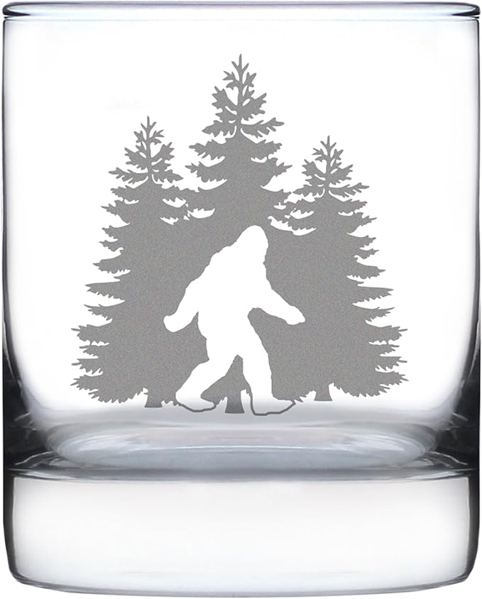 Bevvee Bigfoot Whiskey Rocks Glass - Funny Bigfoot Gifts for Sasquatch Enthusiasts - 10.25 Oz Rocks Glasses