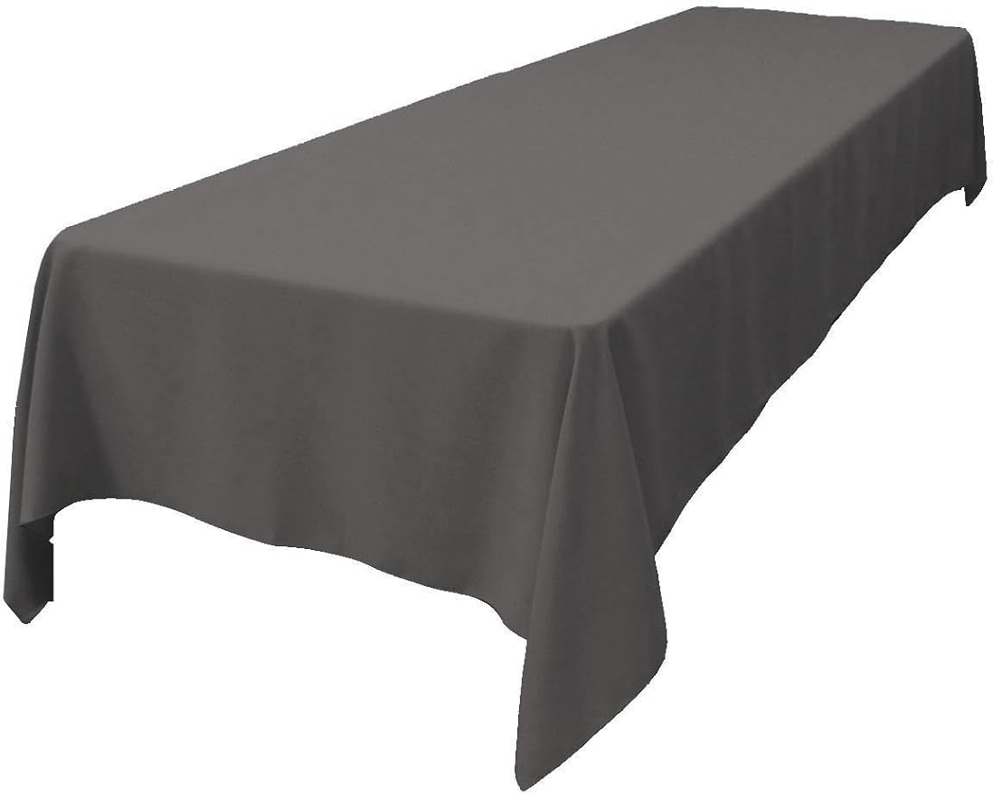 LA Linen Polyester Poplin Washable Rectangular Tablecloth, Stain and Wrinkle Resistant Table Cover 60x144, Fabric Table Cloth For Dinning, Kitchen, Party, Holiday 60 by 144-Inch, Charcoal