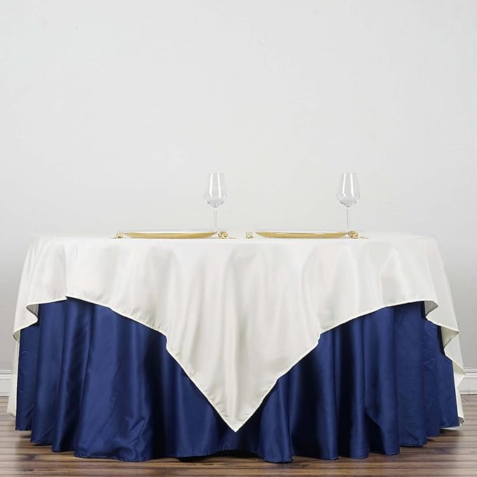 Efavormart 90" Ivory Wholesale Linens Polyester Square Linen Tablecloth for Kitchen Dining Catering Wedding Birthday Party Events