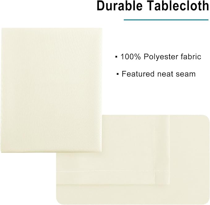 Hiasan Champagne Square Tablecloth - Waterproof and Spillproof Restaurant Washable Polyester Table Cloth for Dining Room, 30 x 30 Inch